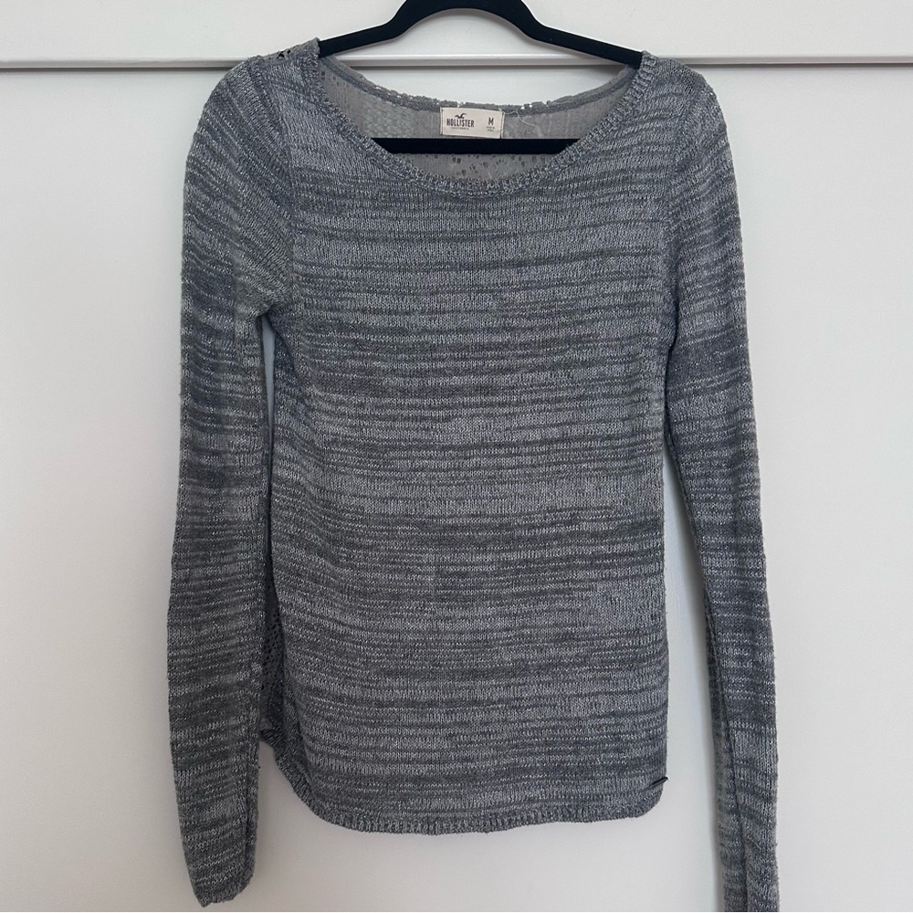 Hollister Heather Gray Lace-Trim‎ Sweater